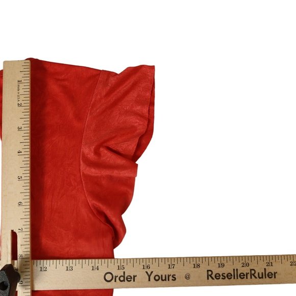 izBYER Top Women's Cap Sleeve V-Neck Blouse Asymmetrical Ruffle Red Small - Picture 6 of 9